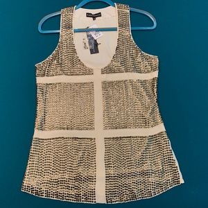 KARINA GRIMALDI Embellished Silk Tank, Size M